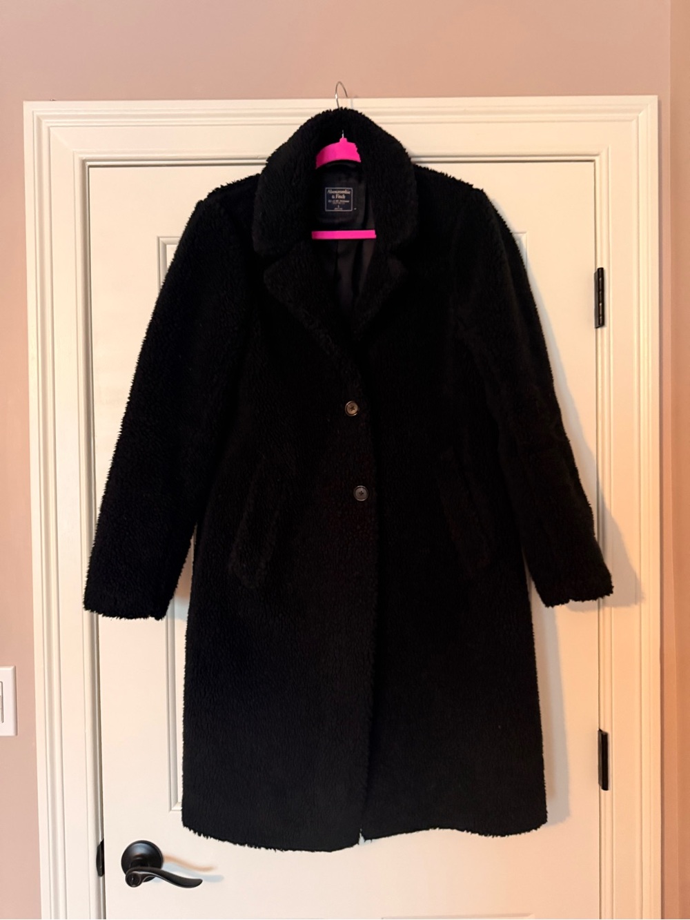 Abercrombie & Fitch Black Teddy Faux Shearling Coat